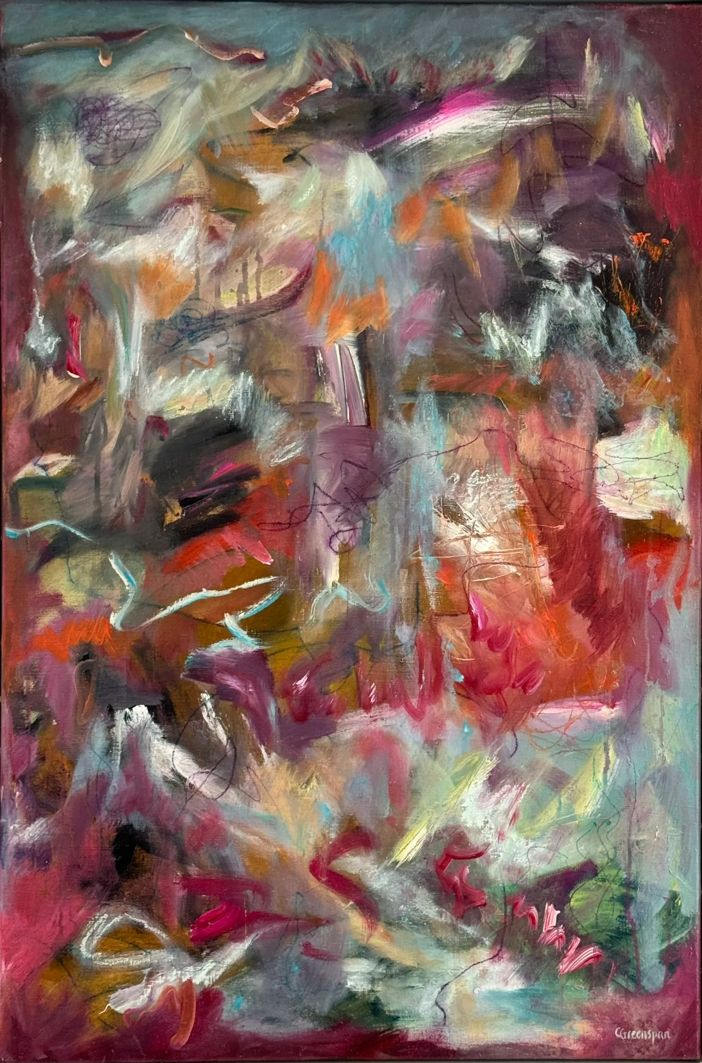 A hazy field of pink, magenta and cream, soft and floral.